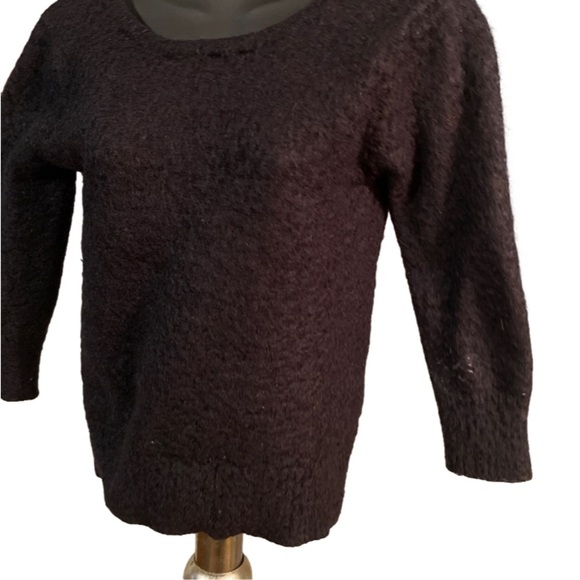 Vintage 199s Large Wet Seal black long sleeve faux shag fur lined soft sweater - Picture 8 of 15